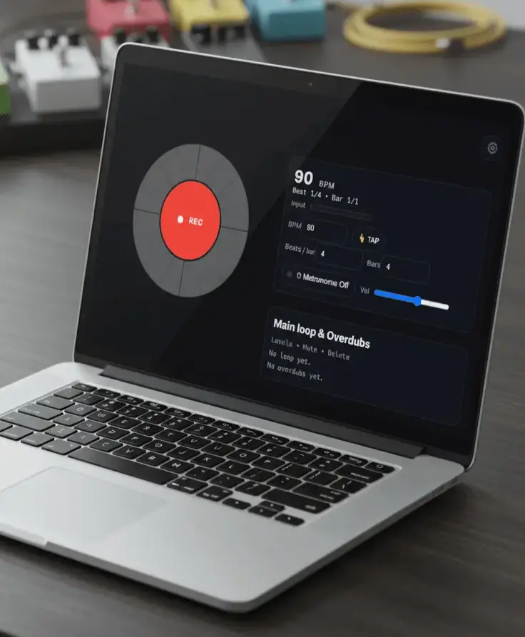 Screenshot of the online looper interface on a laptop