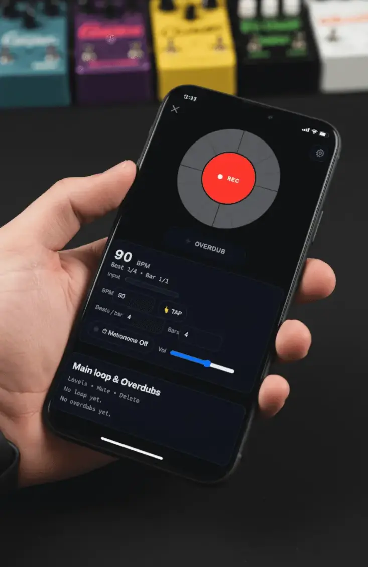 Screenshot of the online looper interface on a mobile phone